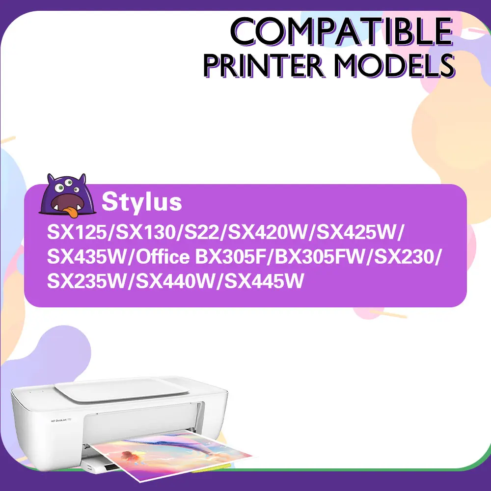 QSYRAINBOW T1281 Tintenpatrone für EPSON 12XL 1281 kompatibel SX125 SX130 SX230 SX235W SX420W SX425W SX430W SX435W Drucker