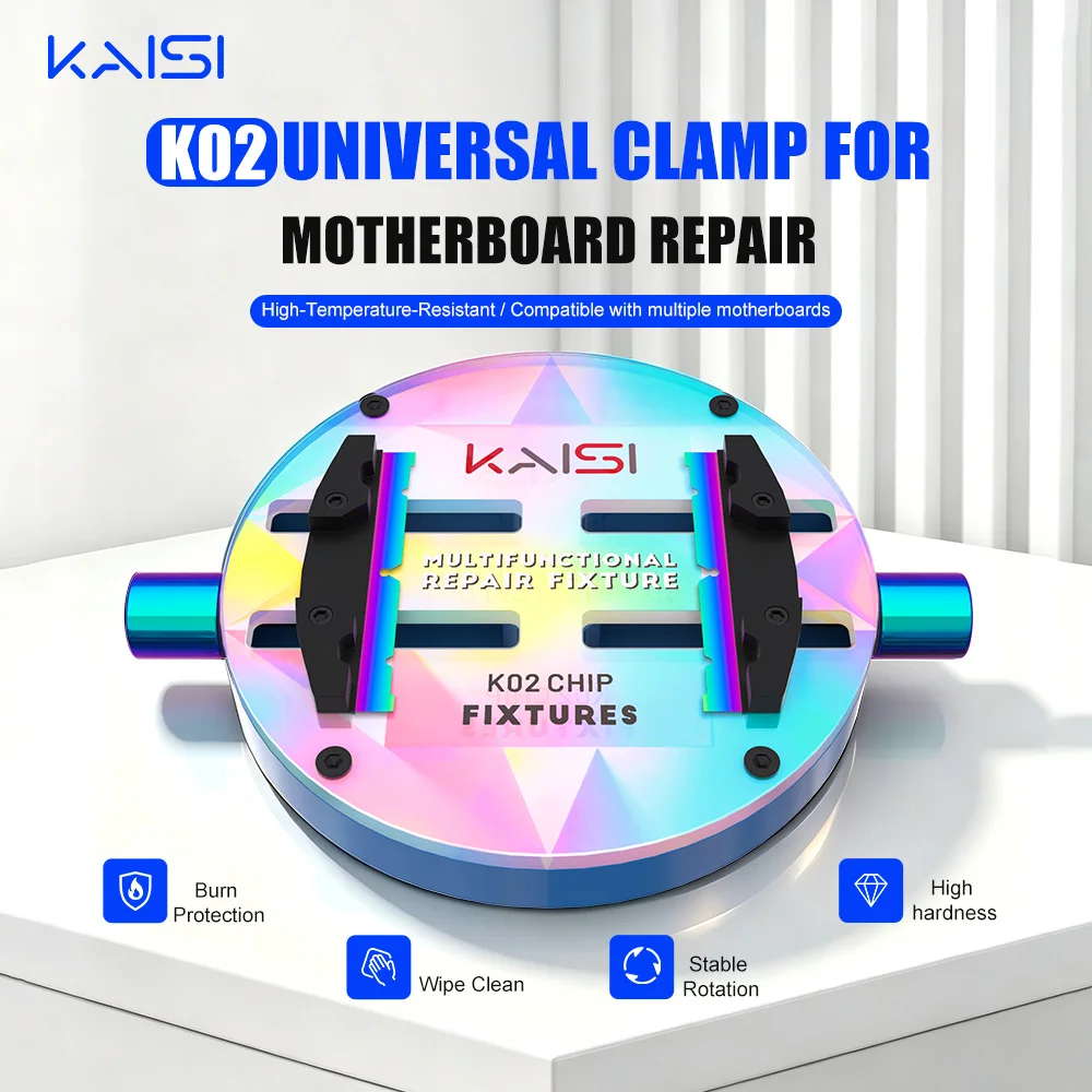 KAISI K02 Universal Motherboard Repair Fixture 72mm Wide High Temp 500℃ Glass Clamp for Phone PCB Tablet Repair Soldering Tools
