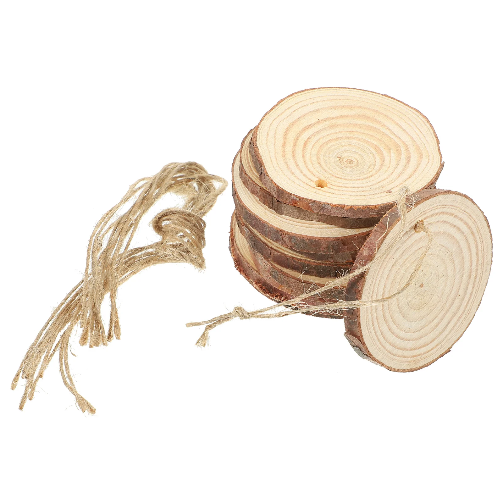 10 قطعة شريحة خشبية غير مكتملة الحلي لعيد الميلاد الحرف ريفي قلادة خشبية الجدار الديكور الحرفية أطقم دوائر محور