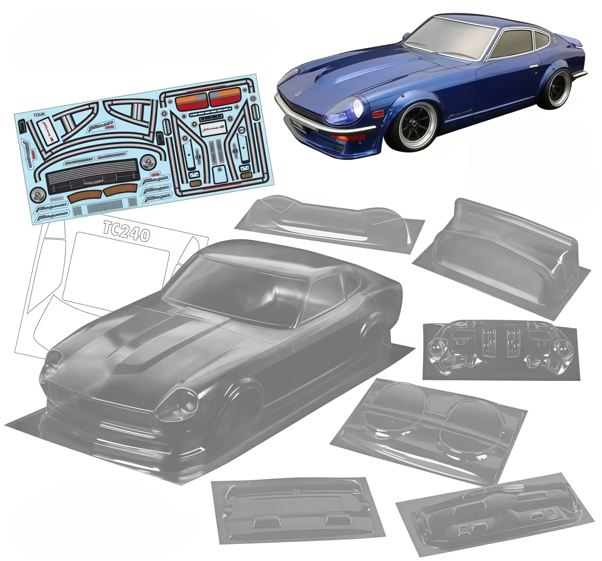 Team‑C TC240 Wide Body Shell Fairlady 240Z 200mm Clear PC Body Shell For MST Yokomo Tamiya TT02 RC Drift Car Upgrade Parts
