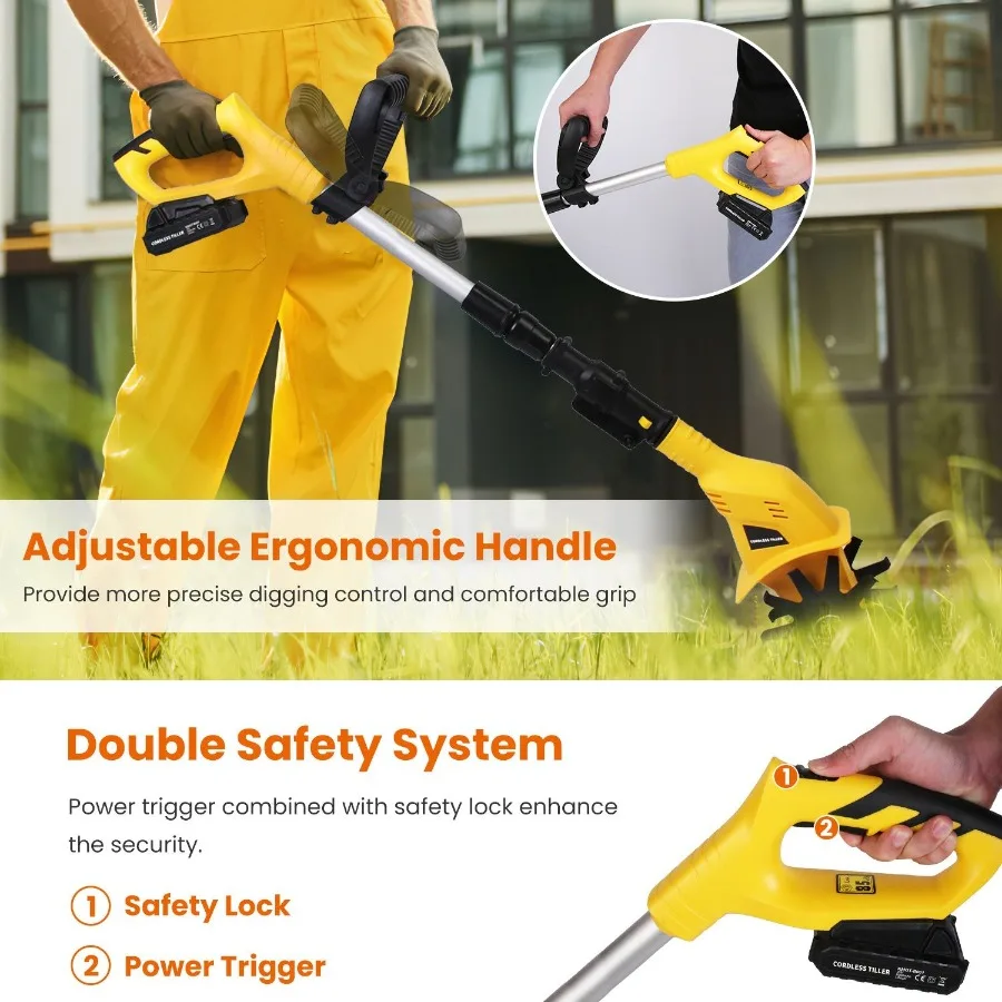 مزارع حديقة كهربائي لاسلكي مع بطارية قابلة للشحن 20 فولت 3.93 بوصة عرض 6.69 بوصة عمق 250 دورة في الدقيقة أقصى لساحة الحديقة F #5