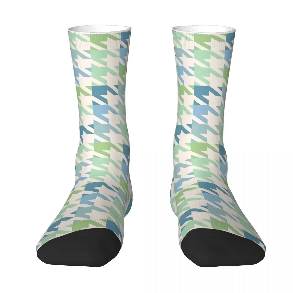 Pattern In Blue Green 90s Retro Thousand Birds Pattern Unisex Winter Socks Hip Hop Happy Socks Street Style Crazy Sock