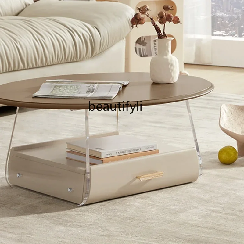

R11 Cream Style Suspended Coffee Table Modern Nordic Storage Acrylic Tea Table Living Room Furniture furniture living room