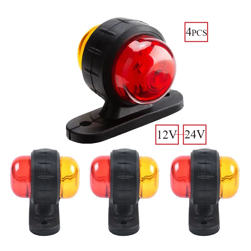 4PCS Yellow Red LED Side Marker Lights Clearance Lights Parking Lights Position lamp Truck Trailer Caravan Boat 12V 24V Outline