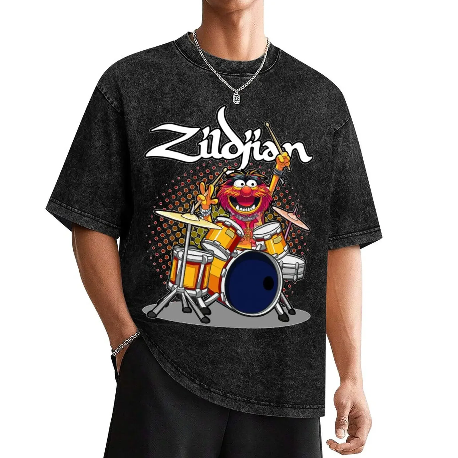 

ANIMAL DRUMMER ZILDJIAN CYMBALS T-Shirt graphic shirts vintage graphic tee Men's clothing