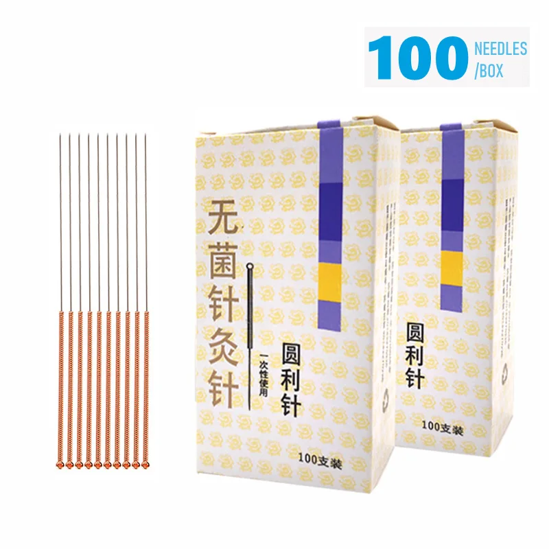 Big Size Round Sharp Needle Copper Handle Acupuncture Needle Disposable Needle Beauty Massage Awn Needle 0.40/0.50/0.60mm