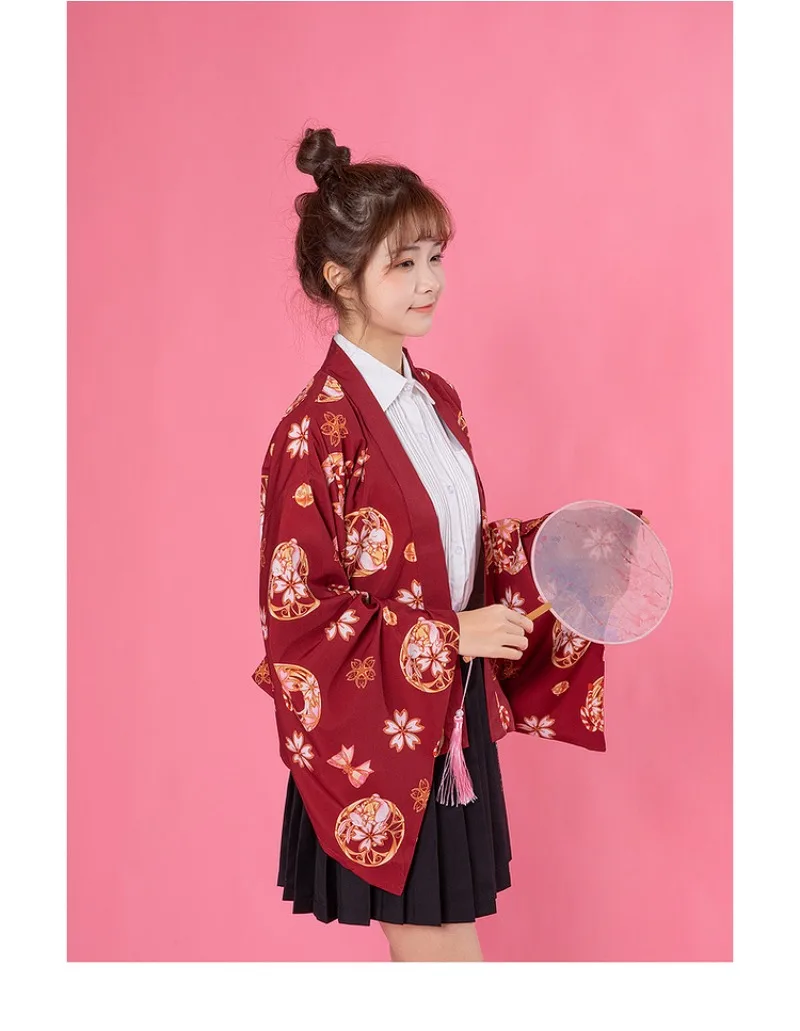 سترة هانفو يوكاتا المعدلة المستوحاة من الكلية على الطراز الياباني الحلو مع رداء كيمونو صيني قديم #6