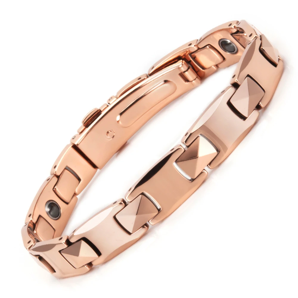 Wollet Tungsten Carbide Bracelets Scratch-proof Magnetic Germanium Jewelry Waterproof Silver-color Metal Shiny Polished