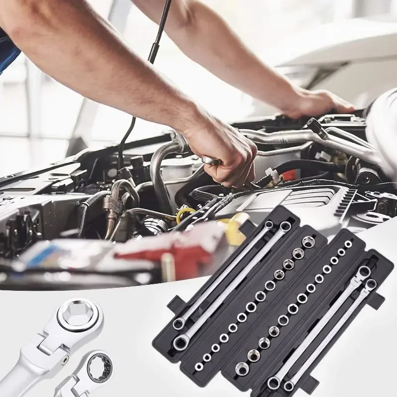 Ratchet Wrench Set Repair Automotive Plumbing Spanner Mechanical Maintenance Monkey Wrenchs Mechanic Professional Spanner Set