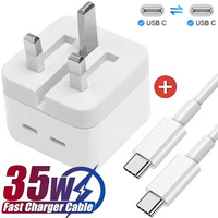 Dual PD 35W USB C Charger For iPhone 14 13 12 11 15 16 Pro Max X XS Fast Charging Type C Cable Cell Phone Wall Adapter EU US UK