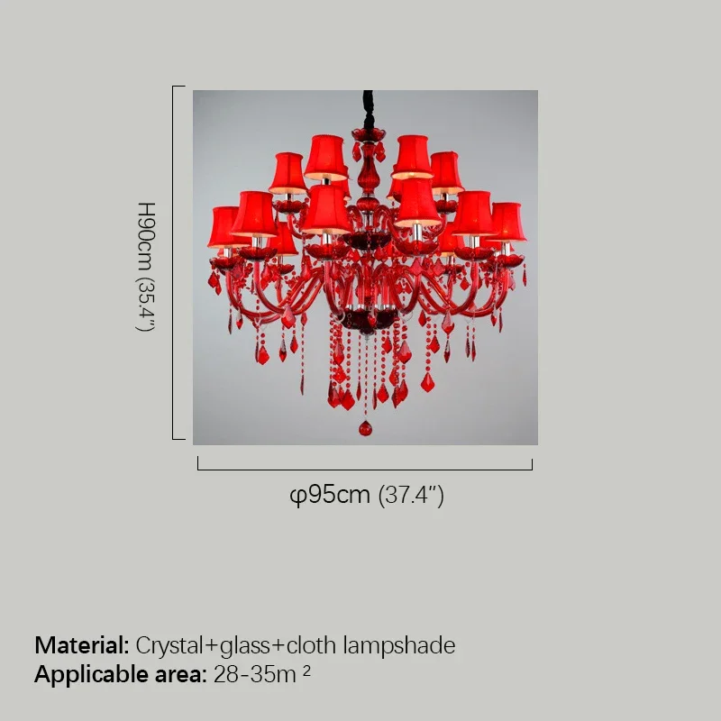 European Luxury Crystal Pendent Lamp Red Wedding Room Living Room Restaurant Bedroom Villa Clothing