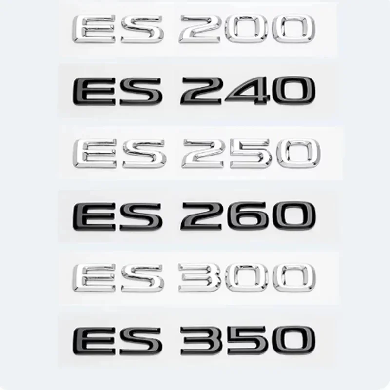 Chrome Glossy Black ABS Letters ES200 ES250 ES260 ES300 ES350 ES300h ES350h HYBRID Emblem For Lexus Car Trunk Logo Sticker