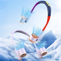 Candy Color Contrast Hanging Neck Fan 2400mAh Battery Portable  USB Charging Small Halter Turbine Fan for Outdoor Travel Sport