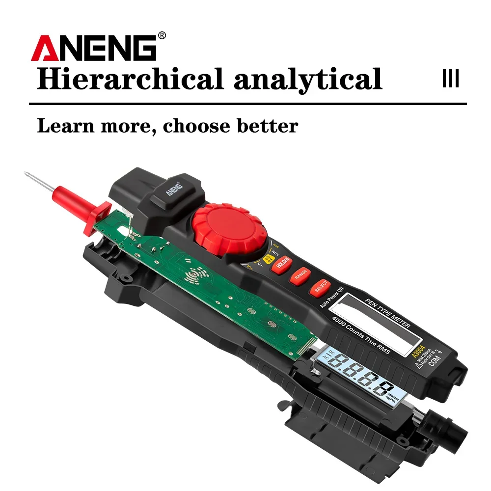 Aneng a3004ペンタイプデジタルマルチメータ4000カウント非接触/DC電圧抵抗膜性テストメーター