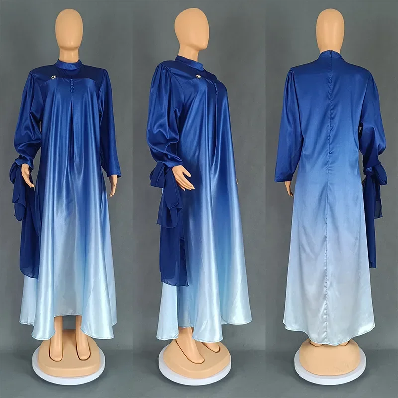 Африканские платья для женщин, свободное вечернее платье с омбре и принтом, африканская одежда, модное вечернее свадебное платье, мусульманский кафтан Абая Дашики