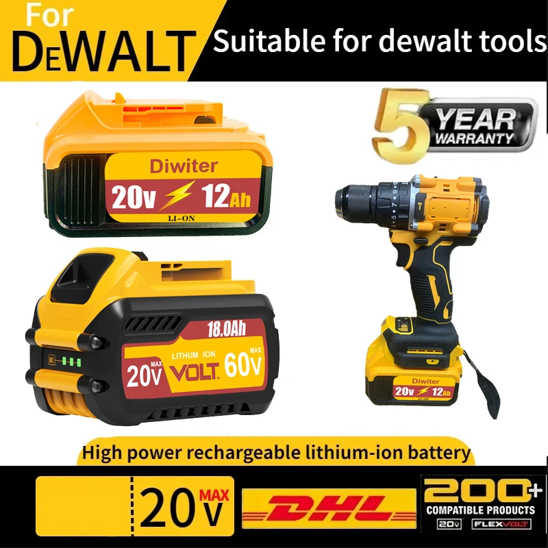 

NEW 20V/60V 18000mAh For DeWalt Battery MAX Replacement Li-ion Battery For DeWalt DCB609 DCB547-XJ DCB606 DCB201 Tool Battery