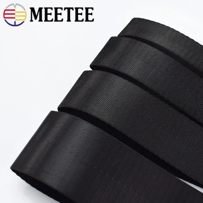 Meetee 5Meters 20/25/32/38/50mm Nylon Black Webbing Tape Herringbone Pattern DIY Backpack Strap Seat Belt Sewing Accessories