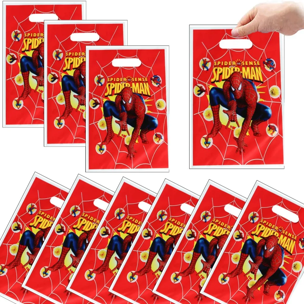 Spiderman Birthday Party Decorations Super Hero Gift Bags Handle Candy Loot Bag For Baby Shower Kid Boys Birthday Party Supplies