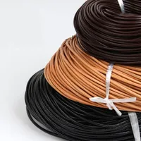 3Meter Round Real Leather Cord 1/1.5/2/2.5/3/3.5/4mm Black Leather String Cord For Jewelry Making Necklace Bracelet and Crafting