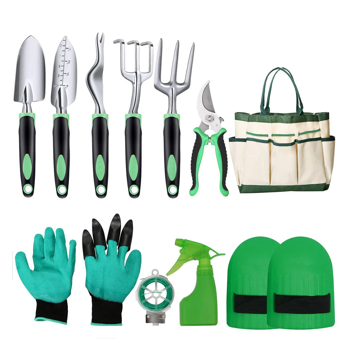 11-Piece Aluminum Alloy Gardening Tool Set Two-Color Handle Flower Planting Shovel Kit Industrial OEM Customizable Single Piece