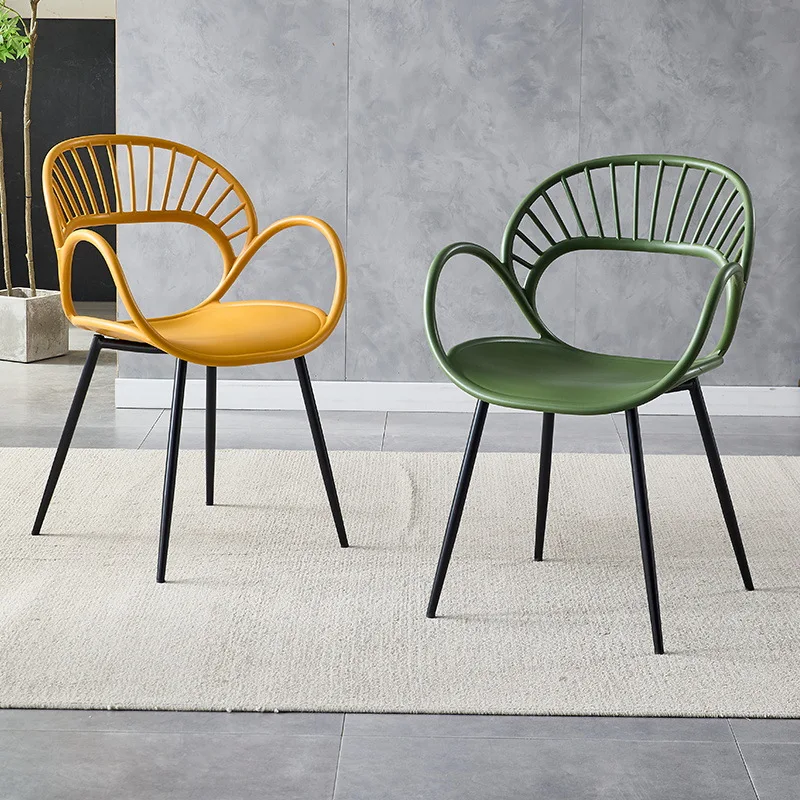 Nordic simple dining chair metal frame leisure chair balcony outdoor chair