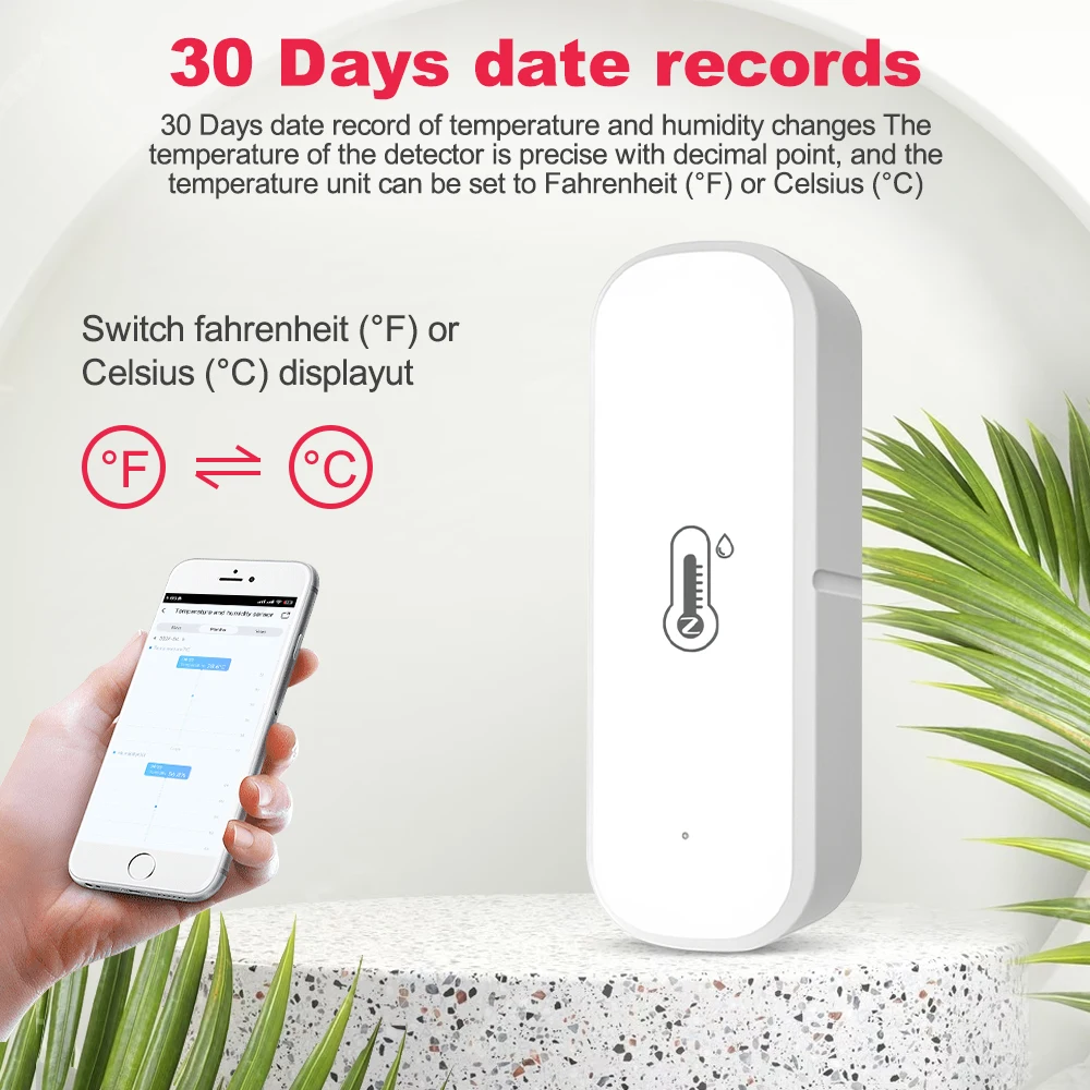 Tuya Zigbee Mini Smart Temperature Humidity Sensor Real-time Accurately Measure App Monitor Smart Home Via Alexa Google Home