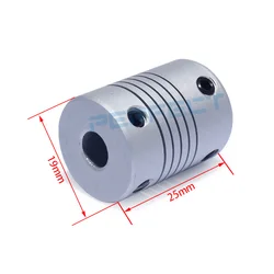 Acoplamiento Flexible de aluminio D19L25 3/4/5/6/6,35/8/10mm, codificador de componente de eje de Motor paso a paso CNC, máquina de grabado, acoplador de Metal