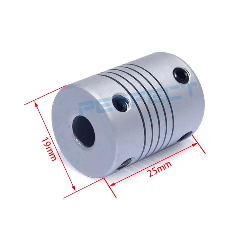 D19L25 3/4/5/6/6.35/8/10mm aluminiowe elastyczne sprzęgło CNC wał silnika krokowego komponent enkodera grawerka łącznik metalowy