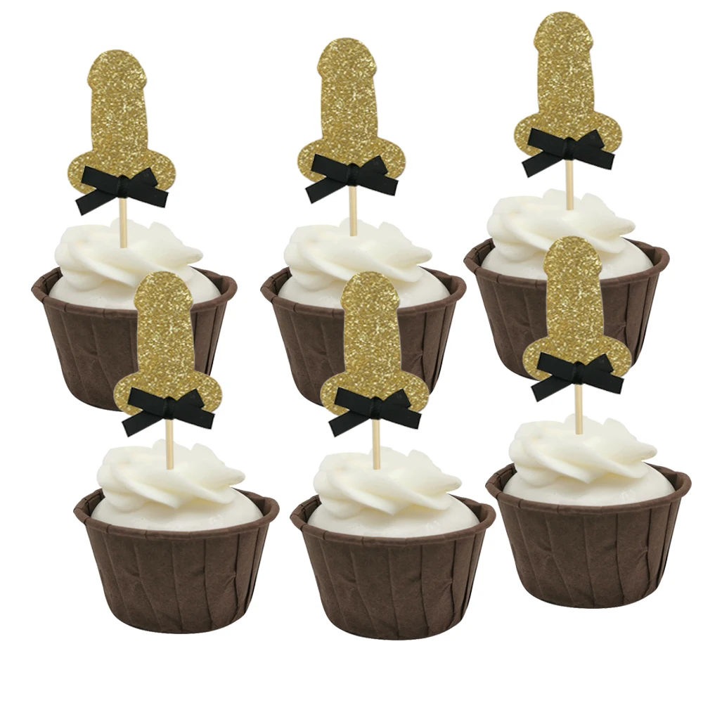 10pcs Glitter Willy Penis Cupcake Toppers Party Wedding Bridal Shower Bachelorette Party Cake Decoration Hen Night Party Supplie view 4