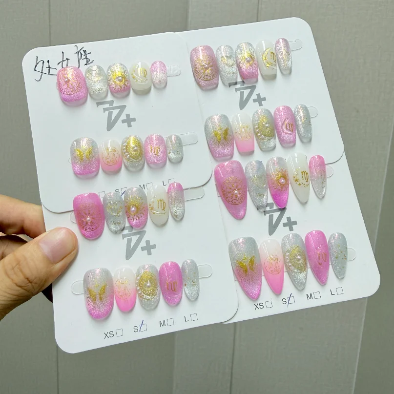 Handcrafted Press On False Nails Mixed Styles Random Shipment Reusable Full Cover Wearable Nails Artificial Nail Tips Nail Art