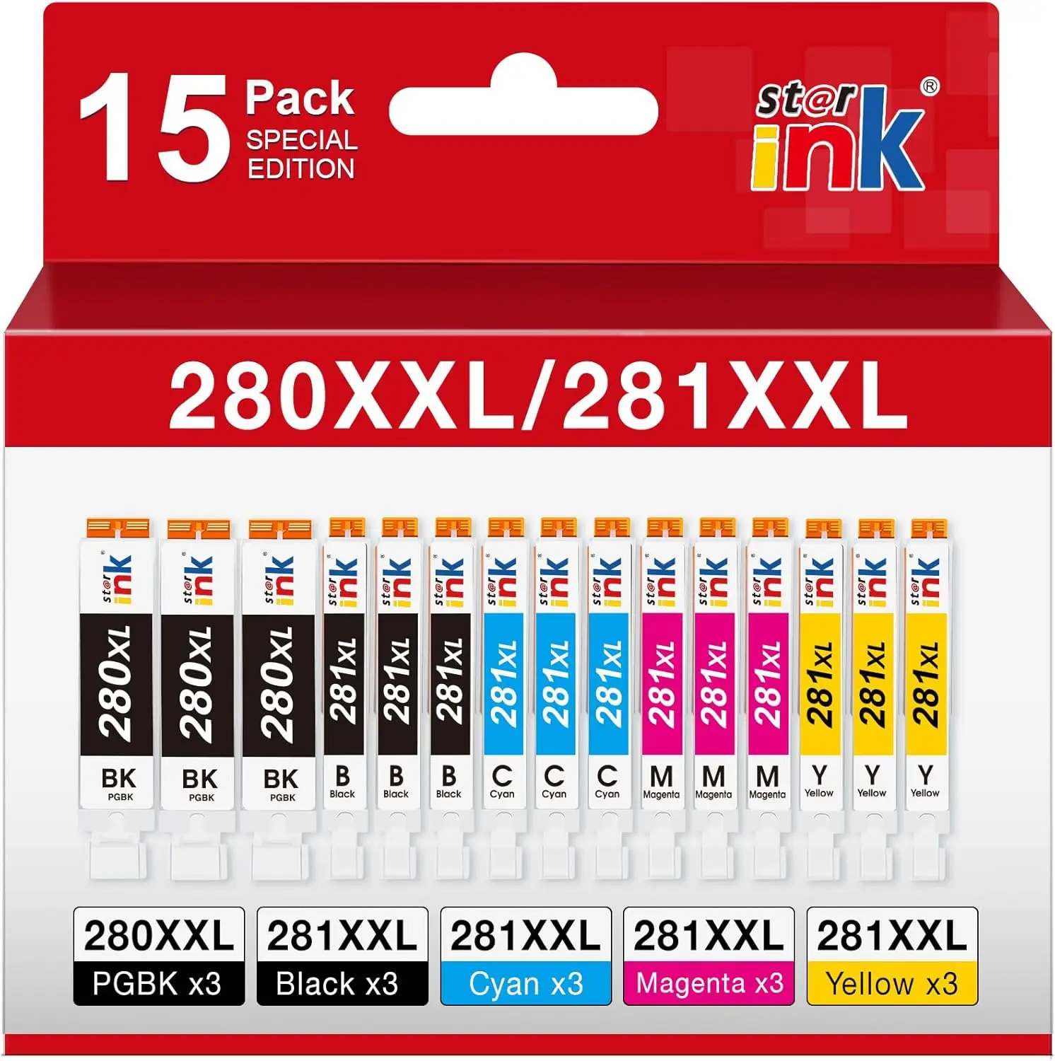 

15-Pack Replacement Ink Cartridges Compatible with Canon TR8620a, TR8520, TS702a Printers