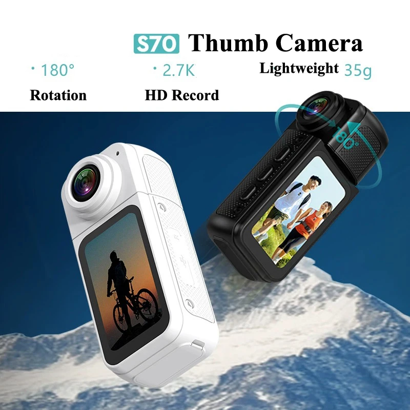 S70 Thumb Action Camera Wireless WIFI Magnetic Suction Neck Mini Cam Wearable Camcorder Sports DV Cycling Small BodyCam Outdoor