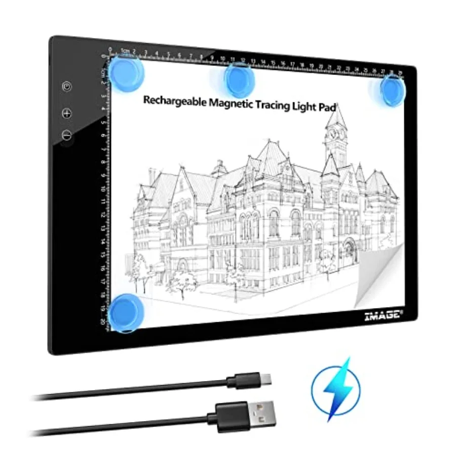 

Rechargeable Magnetic A4 LED Light pad Tracing Pad Ultra-Thin USB Powered with Memory Function Light Box Great for Diamond Pain