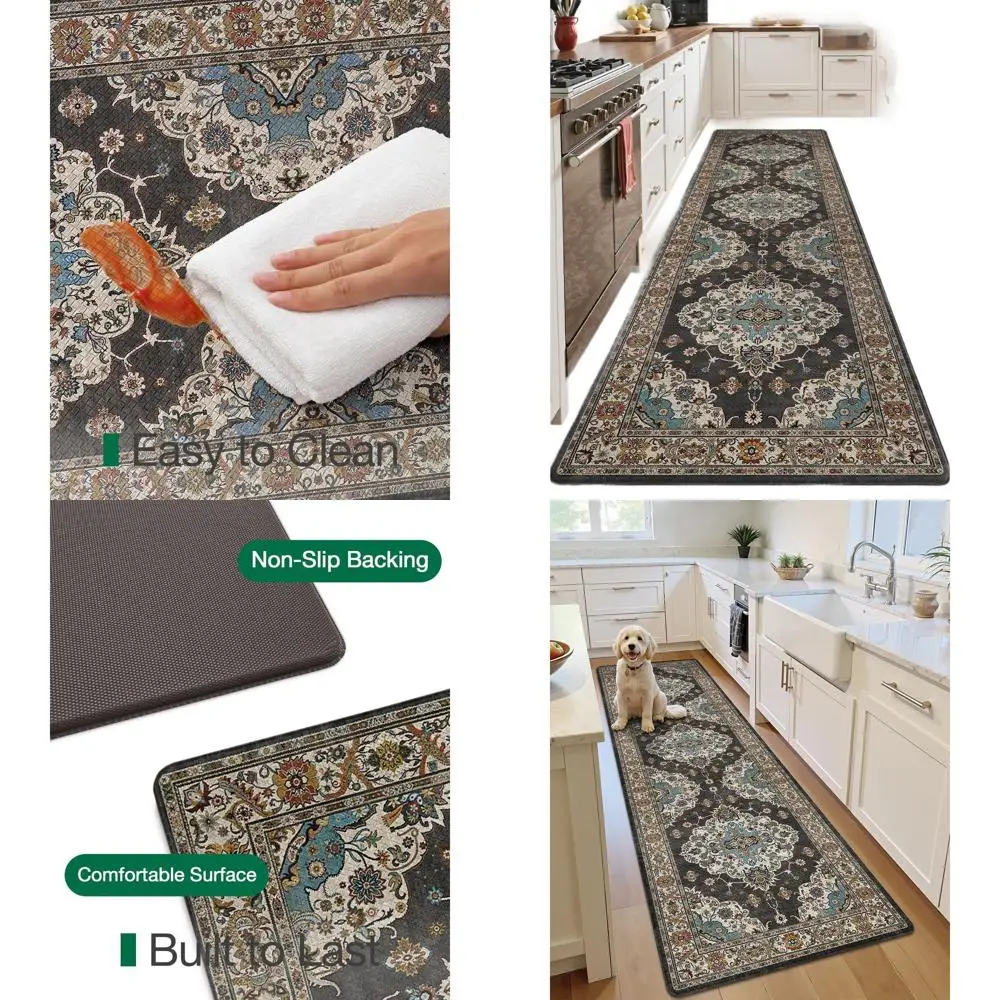 

Кухонный коврик из пены с эффектом памяти против усталости, моющийся мягкий коврик, нескользящая направляющая для пола для дома, раковины, стирки, офиса, 24x87, черный