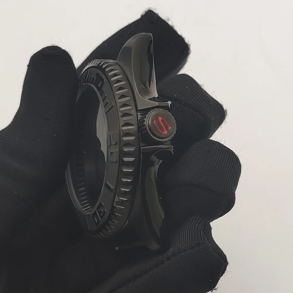 42 мм, черный ремешок для часов, модель, ремешок для часов Seiko NH35/36, с сапфировым стеклом, Керамическая рамка, запчасти для часов Seiko