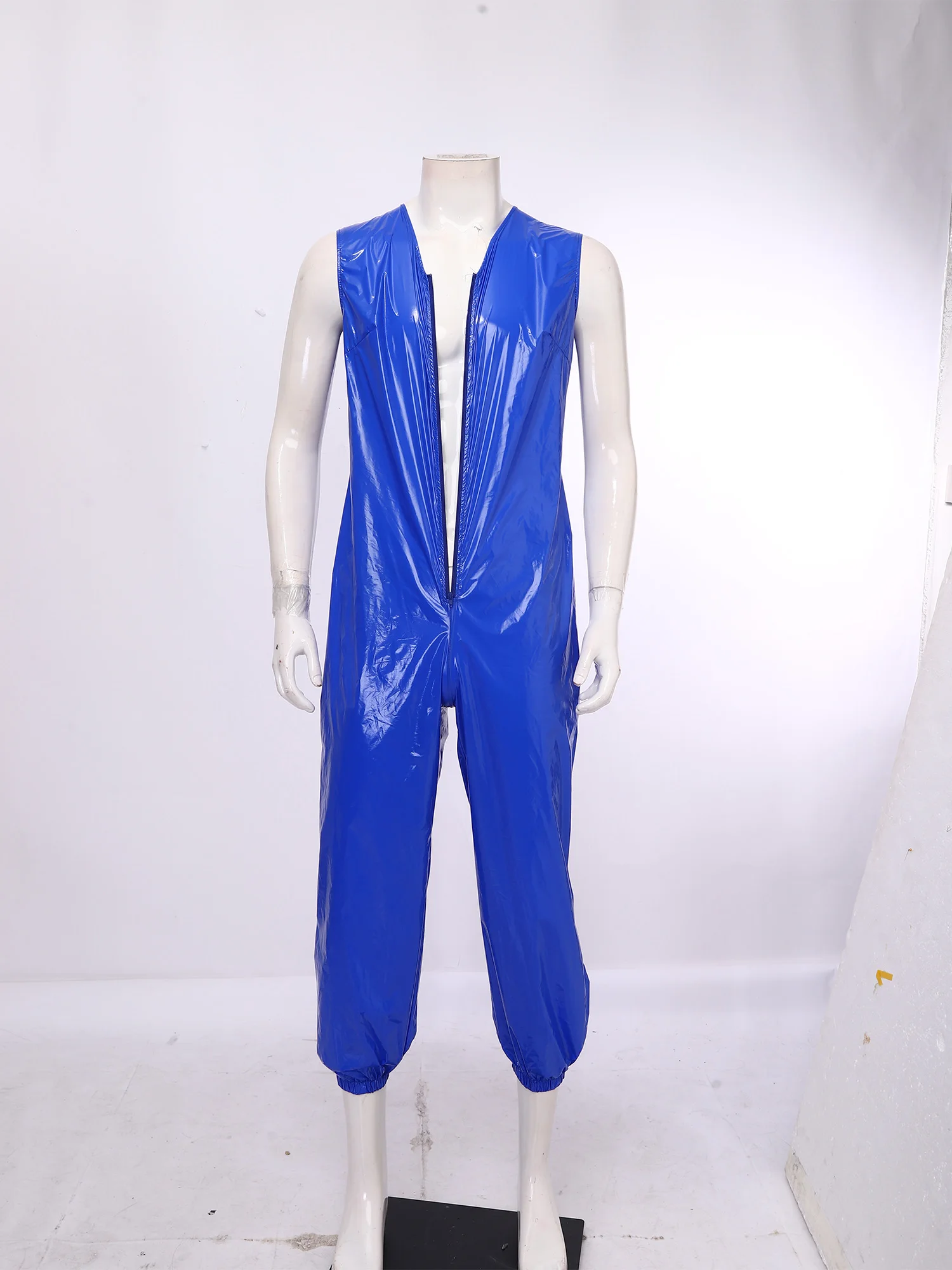 Ärmelloser, wasserdichter Bodysuit mit Reißverschluss, Arbeitskleidung für Herren, Windelüberzug, elastische Beinöffnung, adaptiver Einteiler-Overall