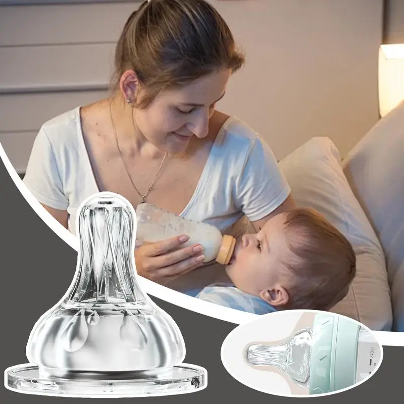 3pcs Baby Nipples for Bottles Silicone Baby Bottle Pacifier Safe Elastic Nursing Supplies for Outdoor Camping Walking Car Picnic