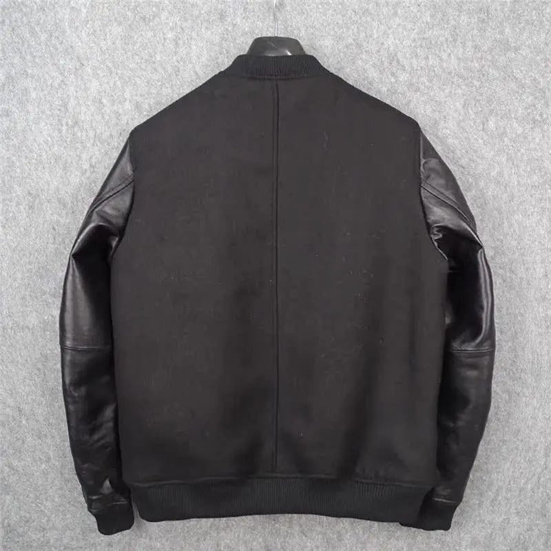 Blouson Court Cuir Mouton Baseball Homme/Femme - usage example
