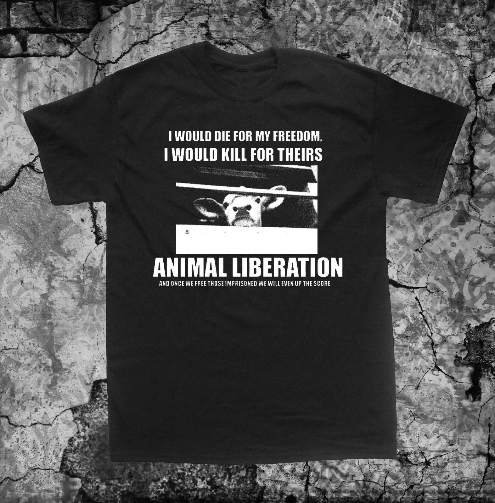 Vegetarian Vegan T Shirt - Animal Liberation Front ALF Rights Welfare ELF Punk