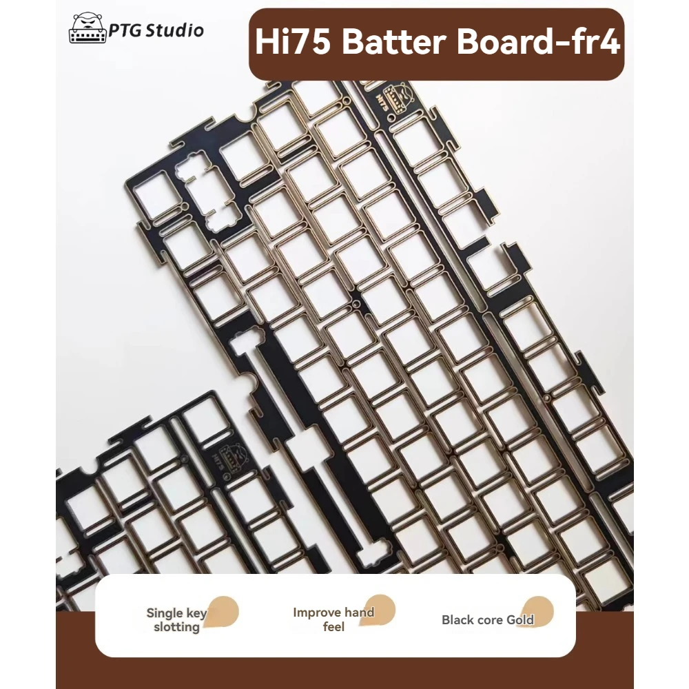 LEOBOG Hi75 Positioning Plate FR4 Black Core Sinking Gold Limit Single Bond Flex Cut Custom Gaming Magnetic Keyboard Accessories