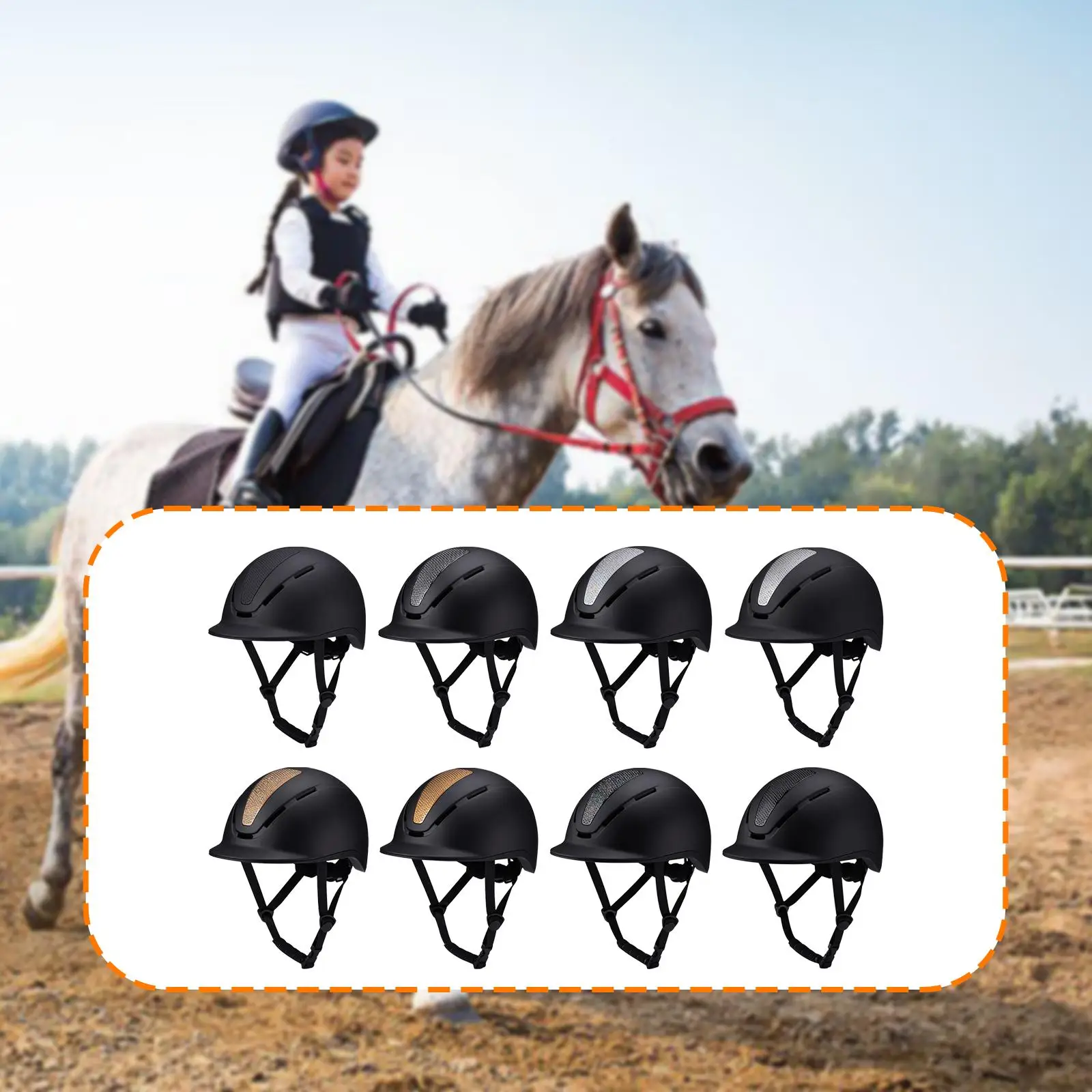 Equestrian Helmet for Horse Sport Adjustable Size Head Protection Breathable Cap for Road Bike Adventure