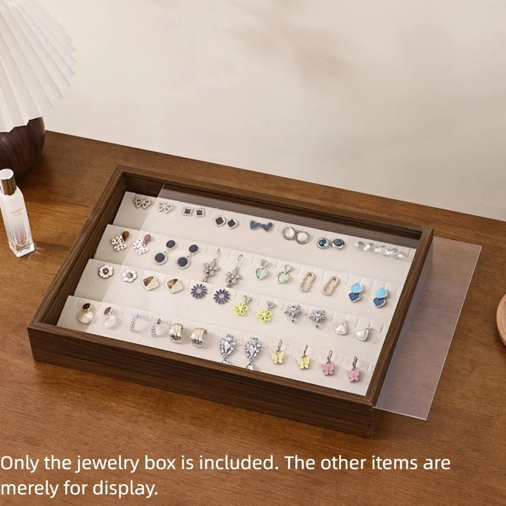 

Walnut Wood Dust-proof Jewelry Box Retro Multifunctional Display Jewelry Holder Bracelet Pull-out Jewelry Organizer