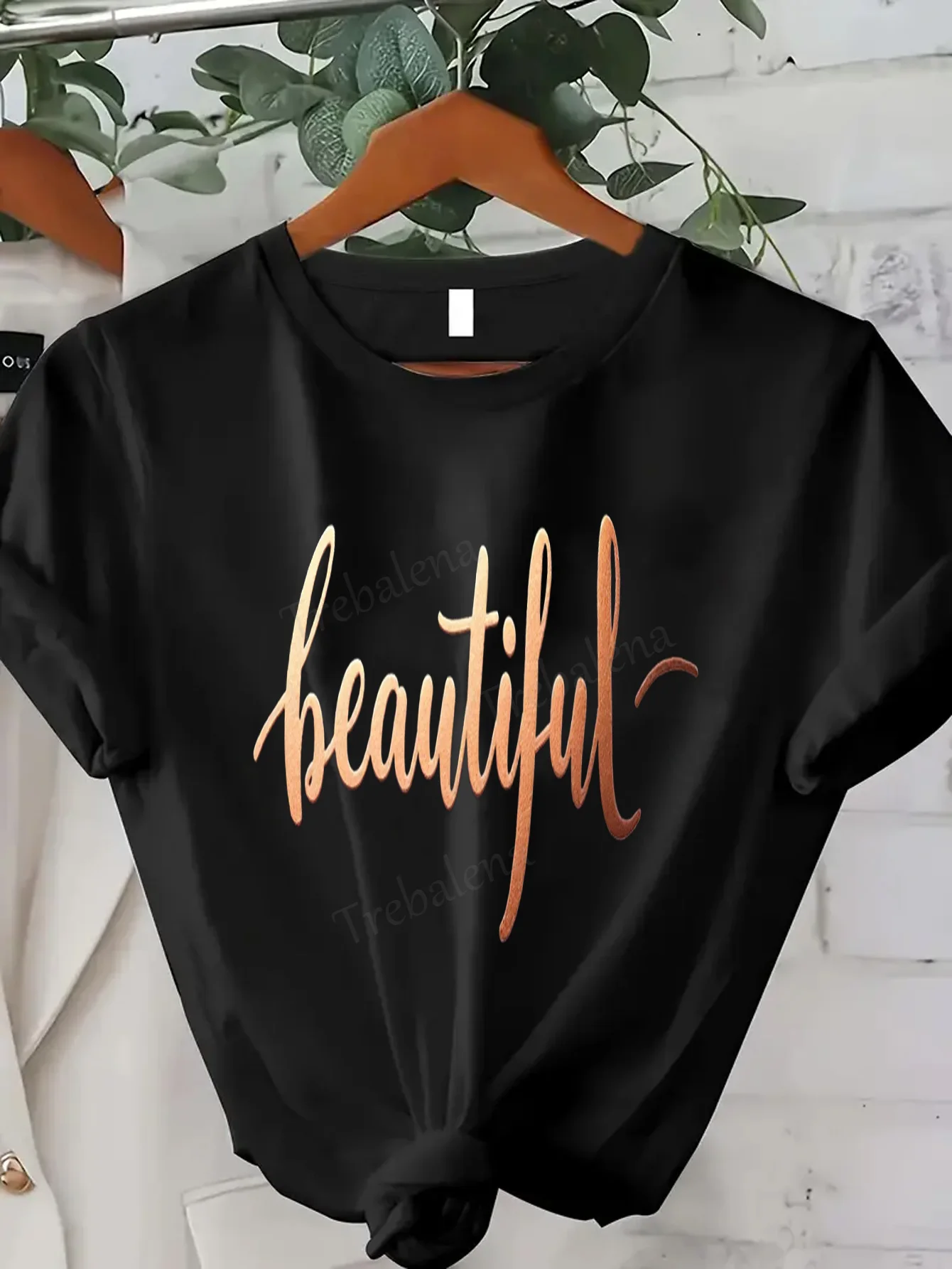 

Women T-shirt Beautiful Script Print T-Shirt for Women, Sexy Casual Top, Fashion Statement Piece