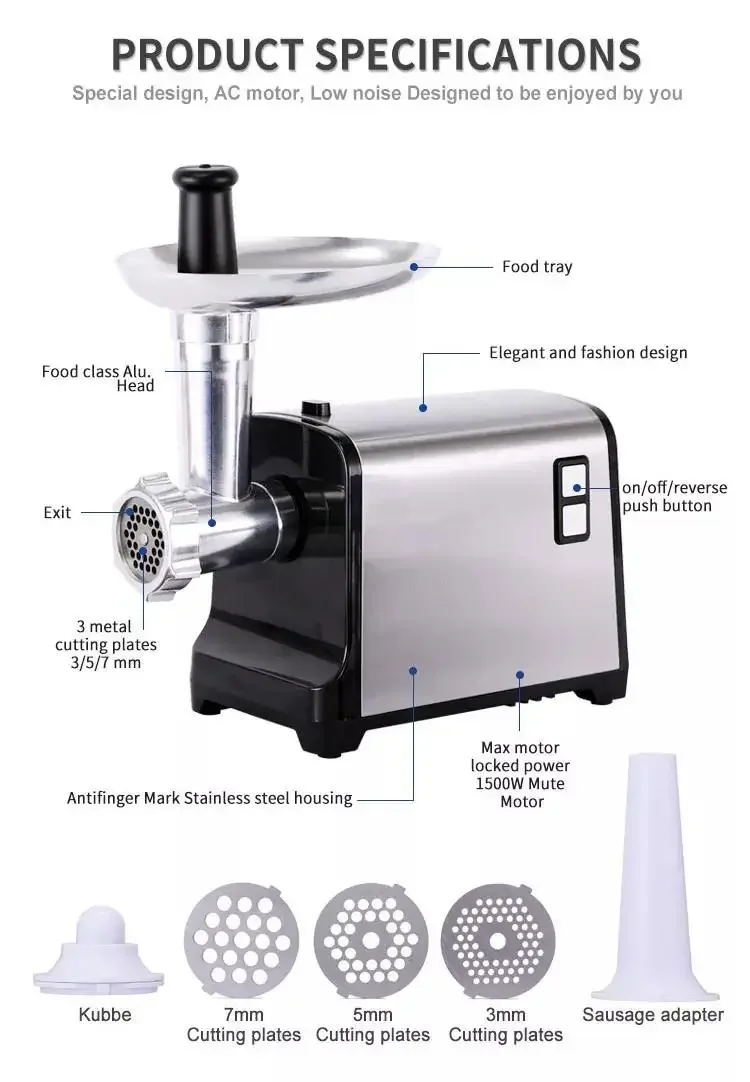 Meat Grinder Household Stainless Steel Electric Minced Meat Stuffing Machine Desktop Commercial Small Sausage Filling Sausage