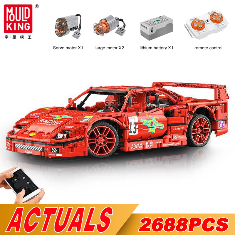 

MOULD KING 13095 Technical Ferraried F40 1:10 Super Sport Car Model Motorized Racing Car Building Blocks Bricks Toys Kids Gifts