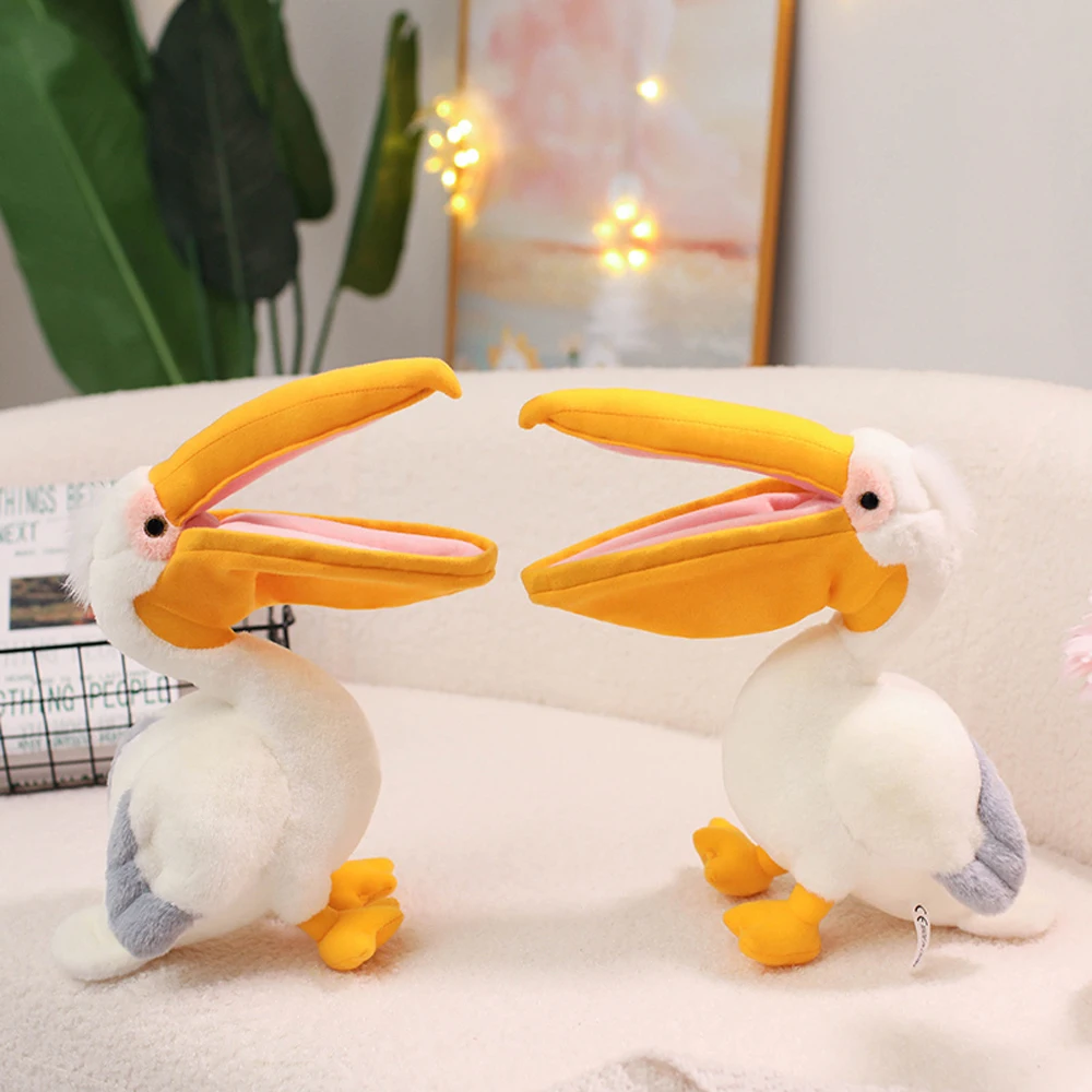 Pelican de dessin animé chaud jouets en peluche réaliste blanc pelvien peluche oiseau animaux poupées douces promotionnel pas cher cadeaux d'anniversaire de noël