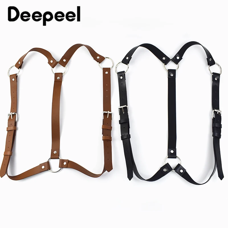 Deepeel Suspenders Men Adult Sexy Leather Chest Strap Gothic Adjust Braces Body Bondage Straps Clothing Harness Belt Accessories