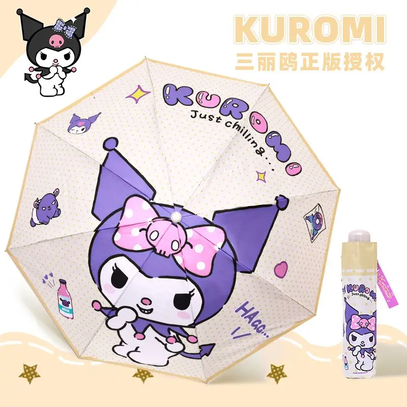 Sanrio Series Kuromi Melody Big Eared Dog Automatic Sunshade Umbrella Weather and Rain Thickened Folding Automatic Sun Umbrella