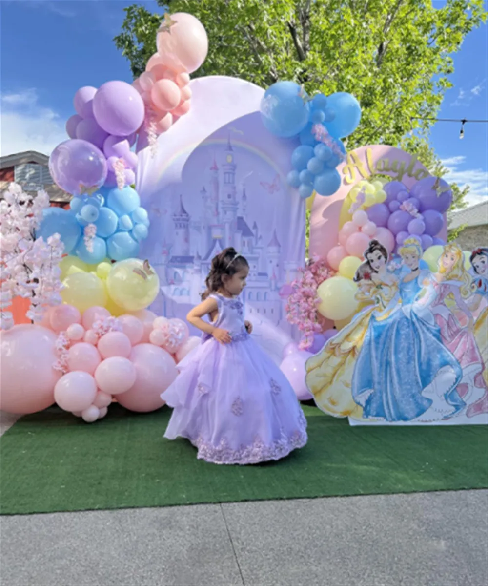 

Customized Luxury Flower Girl Dress for Wedding Appliques Beaded Bow Sleeveless Princess Birthday Ball Gown Communion Dress