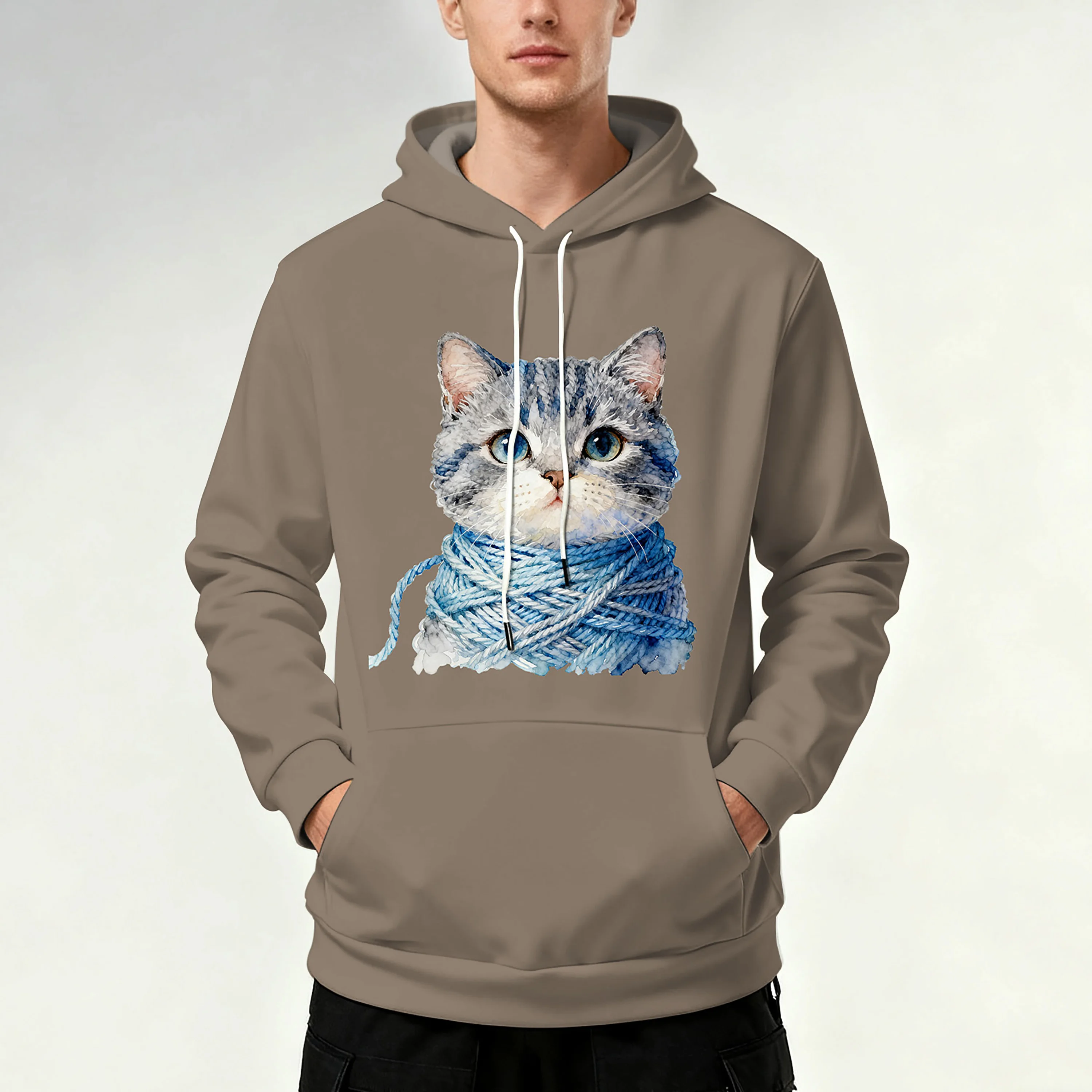 

Новая осенне-зимняя мужская толстовка на шнурке — кошачьи принты, свежие и стильные, теплые и универсальные для прогулок, поездок на работу и отдыха